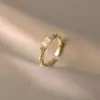 Anillo de Plata de Bambú con Piedra Ojo de Gato para Mujer, Diseño de Nicho, Nuevo Estilo de Moda 2025, Anillo Abierto, Anillo de Lujo Ligero