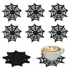 Posavasos de Calabaza Araña de Halloween Fieltro Aislamiento Térmico Antideslizantes Fiesta Festiva Bola de Lana Decoración de Mesa Red de Araña