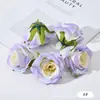 Flor Artificial Creativa Morada con Rocío, Cabeza de Flor de Rosa, Flor Decorativa para Boda, Flor de Seda con Rocío, Accesorios y Adornos para Fotografía