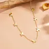 Joia de Animal Doce e Elegante Colar de Borboleta Aço Inoxidável Galvanizado a Vácuo com Diamantes Verdes e Diamantes Brancos Colar de Aço Titânio para Mulheres