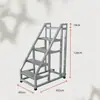 Escada de Degraus Espessada para Armazém, Casa e Uso Industrial, com Corrimãos, Três ou Quatro Degraus, com Rodas, Escada de Escalada Móvel