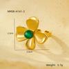 Anillo Europeo y Americano de Moda Versátil de Acero Inoxidable con Flor Incrustada con Piedra Natural Diseño Exquisito Anillo Abierto Joyería de Moda