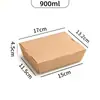 Caja de almuerzo desechable de papel kraft engrosado con tapa abatible, caja de embalaje para llevar, sushi, ensalada, pollo frito, caja de almuerzo de papel kraft con ventana