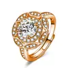 Moda moda nacional estilo étnico anel de flor flor flor grande anel de diamante flor anel de diamante redondo
