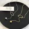 Cadena de suéter de cuentas de plata minimalista para mujer, estilo Ins moderno, diseño de nicho simple, collar de cadena geométrica hueca para sudadera