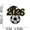 Fornecimento Exclusivo Transfronteiriço de Patches Bordados com Tema de Formatura com Elementos de Basquete e Futebol, Patches Termocolantes para Uniformes de Formatura, Roupas e Decorações de Bolsas