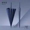 Paraguas de 24 varillas con mango largo, grande, automático para hombre, reforzado, resistente a tormentas y vientos fuertes, paraguas recto negro de negocios para hombre