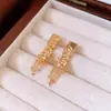 Brincos Colar com Tassel de Trigo Banhados a Ouro Real 18K Moda Elegante Corrente para Suéter Conjunto de Joias Estilo Luxo Leve Diário