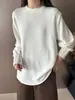 Moda de Invierno 2025 Versátil Camiseta de Cuello Redondo de Manga Larga para Mujer Europea Terciopelo Genuino Grueso Camisa Base Superior Moderna