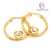 Pendientes de moda en forma de corazón, de acero de titanio y diamantes redondos, joyería de acero inoxidable para hombres y mujeres.