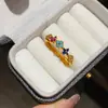 Anel de Flor Irregular Banhado a Ouro 14K Real com Design de Gotejamento de Óleo, Estilo Nicho de Alto Padrão, Anel para Dedo Indicador, Acessório de Mão Versátil e Elegante para Mulheres