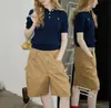 Bmjt [Luz de Luna] Camiseta de Punto Estilo Coreano con Cuello Polo, Adelgazante y Versátil, Informal con Diseño Único, Mangas Cortas