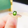 Anillo de Diopsido Ruso Natural Diopsido Cuerpo Completo Color Fuego Completo Plata 925 Incrustación de Precisión Anillo Sencillo para Mujer