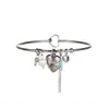 Pulsera Clásica Francesa de Amor para Mano Impermeable Oro Rosa Corazón de Melocotón Letra ILoveYou Acero Inoxidable Color Mixto