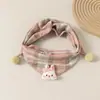 Bufanda Triangular de Cuadros para Niños Otoño e Invierno, Bufanda Versátil para el Cuello para Niños y Niñas, Bufanda de Algodón Estilo Coreano con Dibujos Animados para Bebé, Bufanda Pequeña