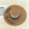 Nuevo Set de Bolso de Playa y Sombrero de Paja Bordado con Letras Moda Vacacional Playa Ala Ancha Protección Solar Sombrero de Paja Venta al por Mayor Transfronterizo