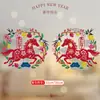 2026 Ano do Cavalo Festival da Primavera Estilo Chinês Colorido Recorte de Papel Weixian Adesivos para Vidro de Janela Fixação Estática Decoração de Ano Novo Atacado