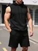 2026 Marca Independiente Verano Hombre con Capucha Color Sólido Chaleco Versátil Moda Fitness Corte Delgado Cordón Sin Mangas