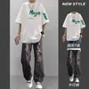 Nuevo Conjunto de Camiseta y Jeans Tendencia Masculina Casual Atuendo de Estudiante Jeans de Calle Conjunto Elegante de Dos Piezas