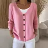 Cardigã de tricô novo estilo europeu e americano para outono/inverno, casaco suéter casual e moderno de cor sólida para mulheres