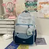 Mochila Escolar Estilo Coreano para Meninas, Design Costurado, Mochila de Viagem de Alta Capacidade para Alunos do Ensino Fundamental, Mochila Casual Leve para Estudantes