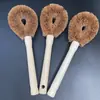 Escova de Pote Natural de Palmeira de Coco com Cabo Longo, Escova de Lavar Louça de Cozinha Não Absorvente de Óleo, Escova de Limpeza para Uso Diário, Remove Manchas Sem Danificar a Panela
