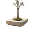 Banca de árbol de GRC con esquinas redondeadas, pasarela prefabricada de cemento para ribera, banca de terrazo paisajística integrada alrededor del árbol, hecha a medida