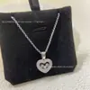 Popular Versión Alta de Aliexpress Transfronteriza Corazón Lleno de Diamantes Tres Diamantes Diamante Feliz Cadena para Clavícula Oro Rosa Collar Xiaojia para Mujer