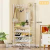 Nuevo Estante de Pie Multifuncional de Doble Fila para Ropa, de Alta Venta Transfronteriza, Simple, para Dormitorio del Hogar, Estante de Almacenamiento y Colgador de Ropa