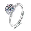 Anillo Creativo de Ramo de Plata de Ley S925 con Moissanita, Elegante y con Estilo, Anillo de Boda Dulce y Gracioso para Mujeres