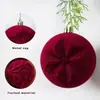 Bola de Navidad de terciopelo flocado de 8 cm en colores oscuros, Adorno colgante para árbol de Navidad, Bola colgante de terciopelo en stock