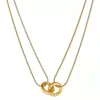 Amazon Transfronterizo Popular Acero Inoxidable Anillo Doble Geométrico Cruz Collar Doble Cadena Anillo Personalizado Colgante Collar