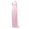Elegante vestido de noche rosa satinado largo hasta el suelo con diseño de tirante retorcido al hombro, vestido largo tipo sirena sin tirantes, ajustado y plisado