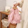 Estilo verano rosa bambú bebé nuevo estilo chino cheongsam, mameluco estilo tradicional para bebés niñas, atuendo de una pieza para niñas, adecuado para bebés de un mes y un año
