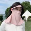 Sombrero Protector Solar para Cara Completa Protección UV de Seda de Hielo Negro con Pegamento Integrado Protección de Cuello Máscara Gini para Montar