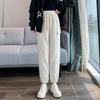 Calças Cargo Cinzas Femininas Outono e Inverno Calças de Chenille Casual Calças de Moletom Perna Afunilada Moda Reta Pequena Calças Esportivas Americanas
