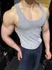 Camiseta sin mangas para hombre musculoso, Chaleco elástico deportivo en forma de I para hombre, Algodón absorbente de sudor, Camiseta sin mangas deportiva casual de canalé grueso, Talla grande para hombre