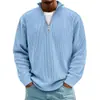 Amazon 2025 Nuevo Otoño e Invierno para Hombre Casual Cuello Alto Cremallera Punto Grueso Manga Larga Sudadera tipo Polo para Hombre