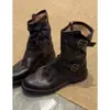 Botas Martin Super Estilosas 2026 para Mujer, Estilo Británico Retro de Nicho con Hebilla de Cinturón, Efecto Adelgazante, Tacón Grueso, Cremallera Lateral, Estilo Motociclista de Exportación