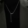 Collar de Plata de Ley S925 Qianjia con Borla de Bolas Redondas Pequeñas Cadena para Clavícula en Forma de Y Cadena para Suéter Nueva Otoño e Invierno 2025