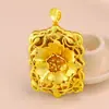 Nuevo Colgante Grande de Flor de Oro Arena Estilo Chino Vietnamita para Hombres y Mujeres, Etiqueta de Flor Chapada en Oro, Joyería de Moda Dorada Tendencia Nacional