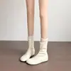 Botas finas de moda piel suave suela blanda tacón oculto punta redonda botas cortas adelgazantes para mujer versátiles botas Martin de piel suave simples