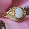 Hecheng venta libre transfronteriza de hojas de cristal gema ovalada anillo creativo joyería de moda fabricantes suministro directo