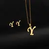 Pendientes de Alfabeto de 26 Letras Minimalistas y Elegantes Estilo Coreano, Collar de Exportación Simple de Lujo Ligero de Nicho Europeo y Americano