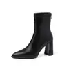 Botas Elásticas Super Stretch Femininas Botas Emagrecedoras Outono Inverno Nova Chegada Bico Fino Zíper Traseiro Salto Alto Bloco Botas Elásticas para Tornozelo Femininas Tamanho Grande 42
