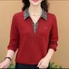 Sudadera de Mamá Elegante con Cuello Solapa de Bloques de Color, Manga Larga, Moda Otoño 2025, Tendencia, para Dropshipping