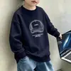 Sudadera con capucha de dibujos animados para niños, primavera y otoño, cuello redondo, manga larga, para niños medianos y grandes, top cómodo, ropa exterior moderna y elegante para bebé