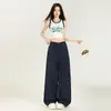 (Cinturón no incluido) Pantalones Casuales Estilo Ins Resort Coreano Sueltos con Caída Pierna Ancha Versátiles Casuales para Mujer