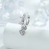 Valle de la Niebla Flores Florecientes Estilo Minimalista de Lujo Arete de Clip para Oreja Flor Pequeña de Cuatro Diamantes Pendiente de Aro Recto Hensen Jewelry Pendiente Piercing