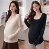 Camiseta Base de Maternidad Jq Jingqi para Primavera y Otoño, Top Holgado de Manga Larga para Embarazo, Camiseta Térmica Capa Interior para Mujer
